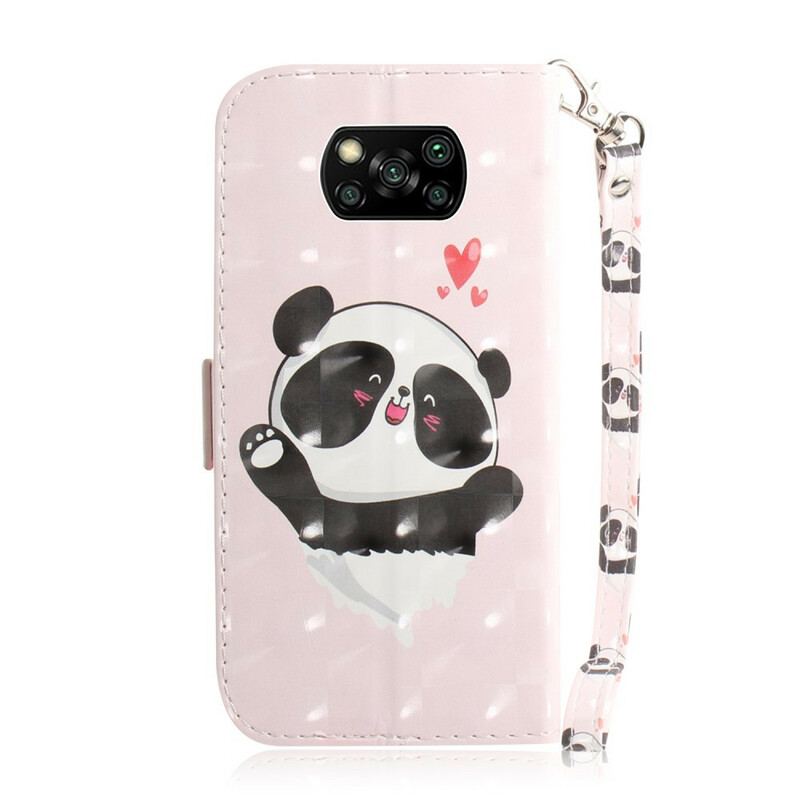 Capa Folio Para Poco X3 / X3 Pro / X3 NFC De Cordão Panda Love Com Cordão