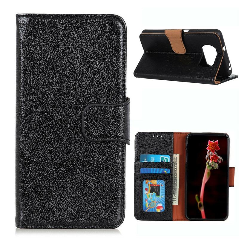 Capa Folio Para Poco X3 / X3 Pro / X3 NFC Couro Napa Rachado