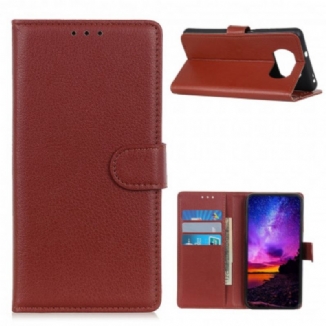 Capa Folio Para Poco X3 / X3 Pro / X3 NFC Couro Sintético De Lichia