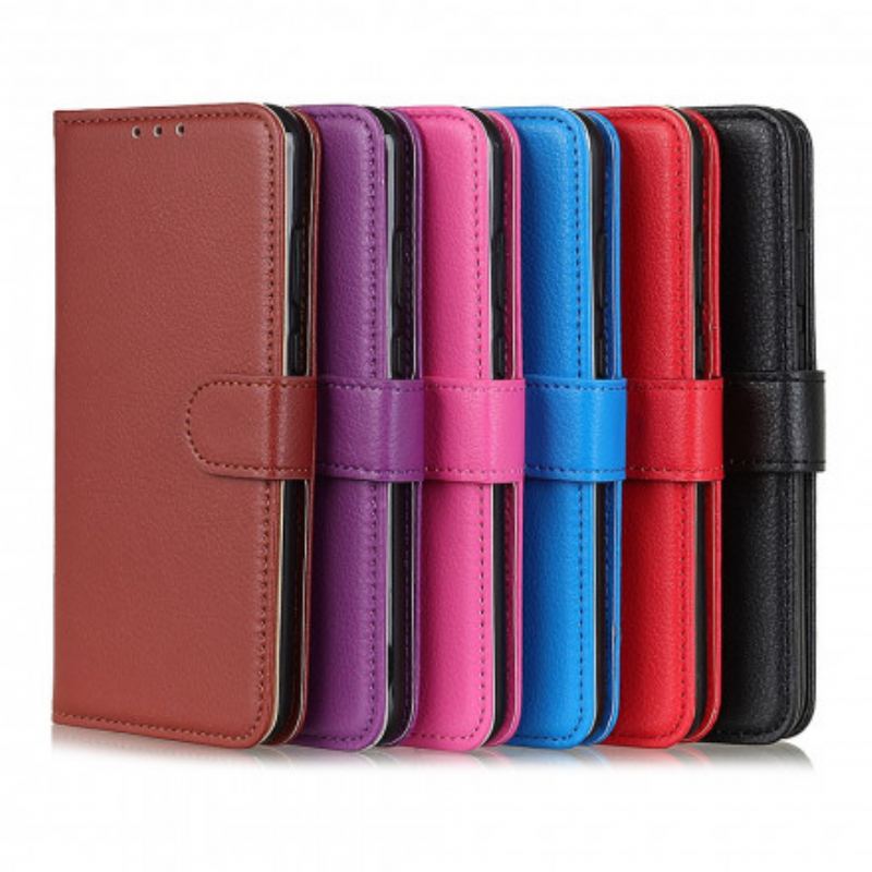 Capa Folio Para Poco X3 / X3 Pro / X3 NFC Couro Sintético De Lichia