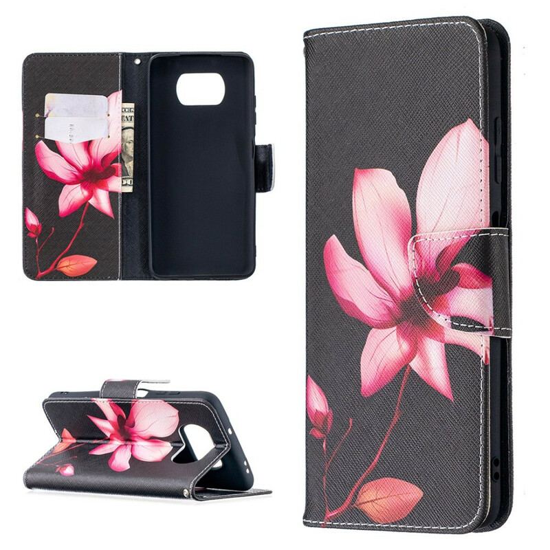 Capa Folio Para Poco X3 / X3 Pro / X3 NFC Flor Rosa