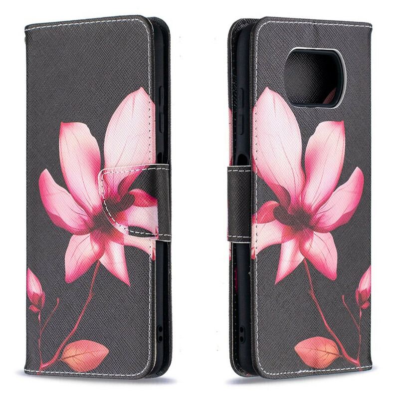 Capa Folio Para Poco X3 / X3 Pro / X3 NFC Flor Rosa