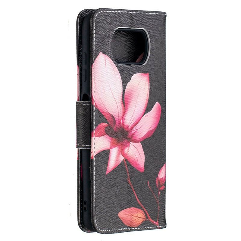 Capa Folio Para Poco X3 / X3 Pro / X3 NFC Flor Rosa