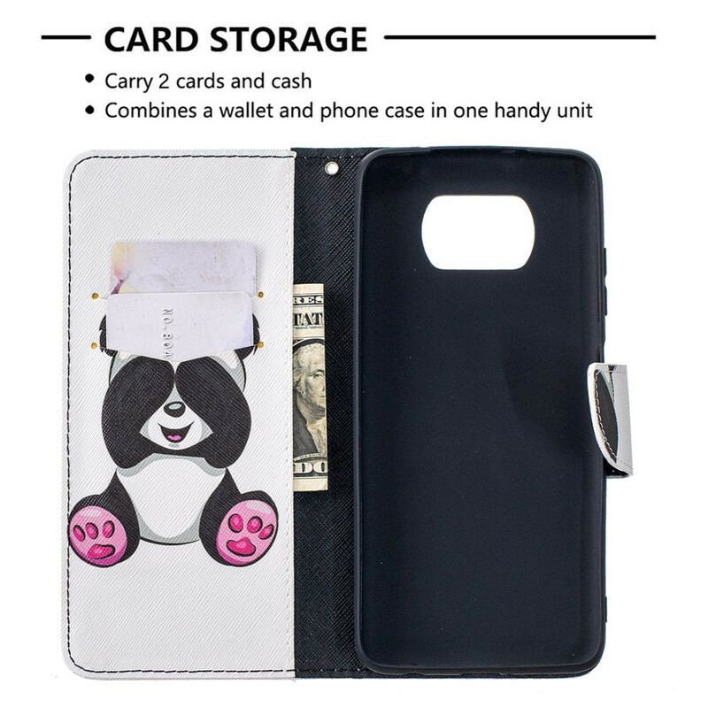 Capa Folio Para Poco X3 / X3 Pro / X3 NFC Panda Divertido