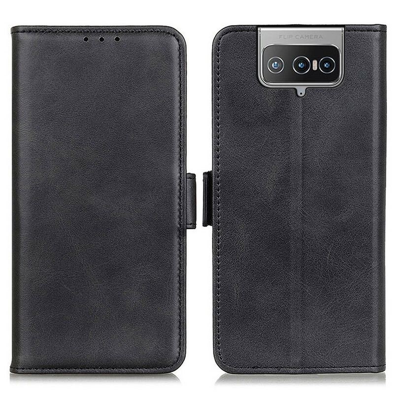 Capa De Couro Para Asus Zenfone 8 Flip Flip Flap Duplo