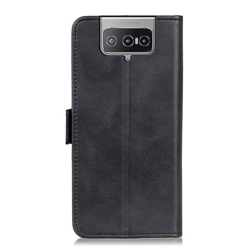 Capa De Couro Para Asus Zenfone 8 Flip Flip Flap Duplo