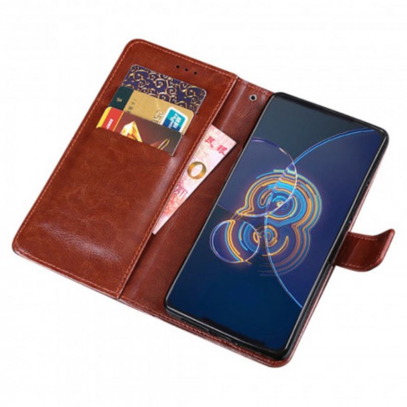 Capa Em Pele Para Asus Zenfone 8 Flip De Couro Imitação De Couro Idewei