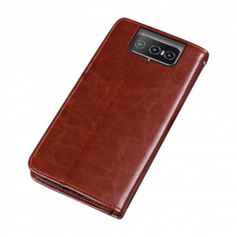 Capa Em Pele Para Asus Zenfone 8 Flip De Couro Imitação De Couro Idewei