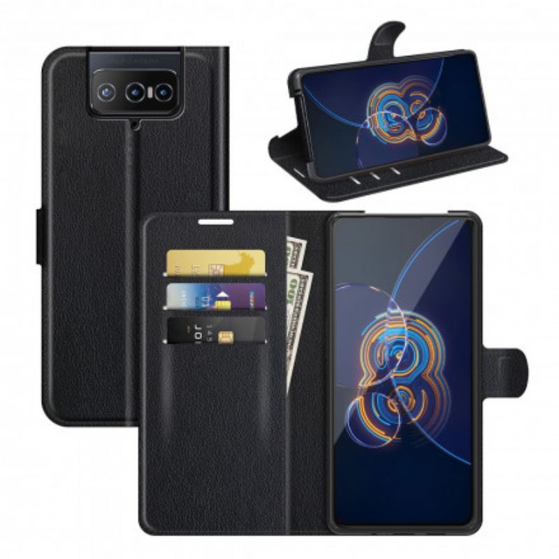 Capa Flip Para Asus Zenfone 8 Flip De Couro Couro Falso Clássico