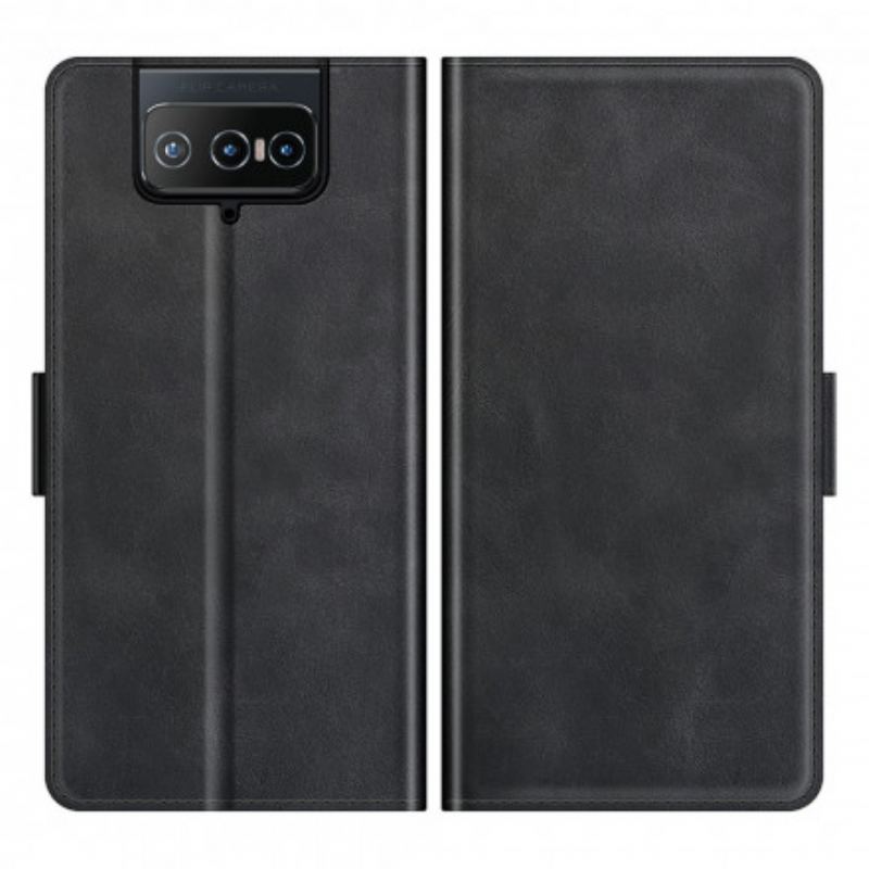 Capa Folio Para Asus Zenfone 8 Flip De Couro Aba Dupla Clássica