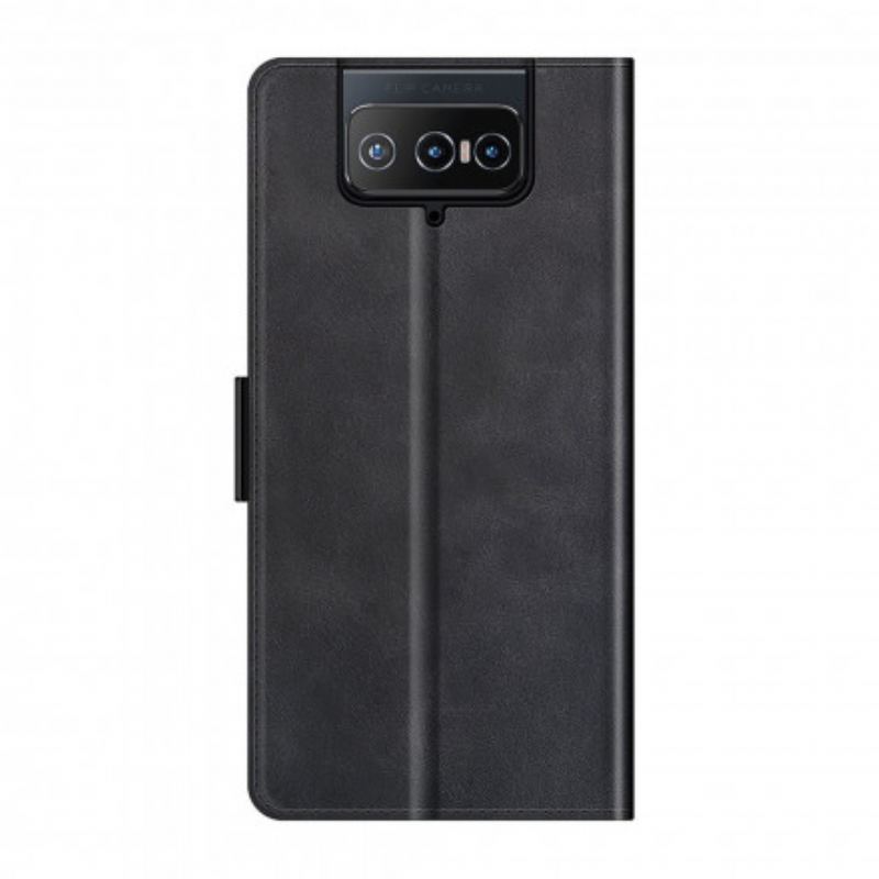 Capa Folio Para Asus Zenfone 8 Flip De Couro Aba Dupla Clássica