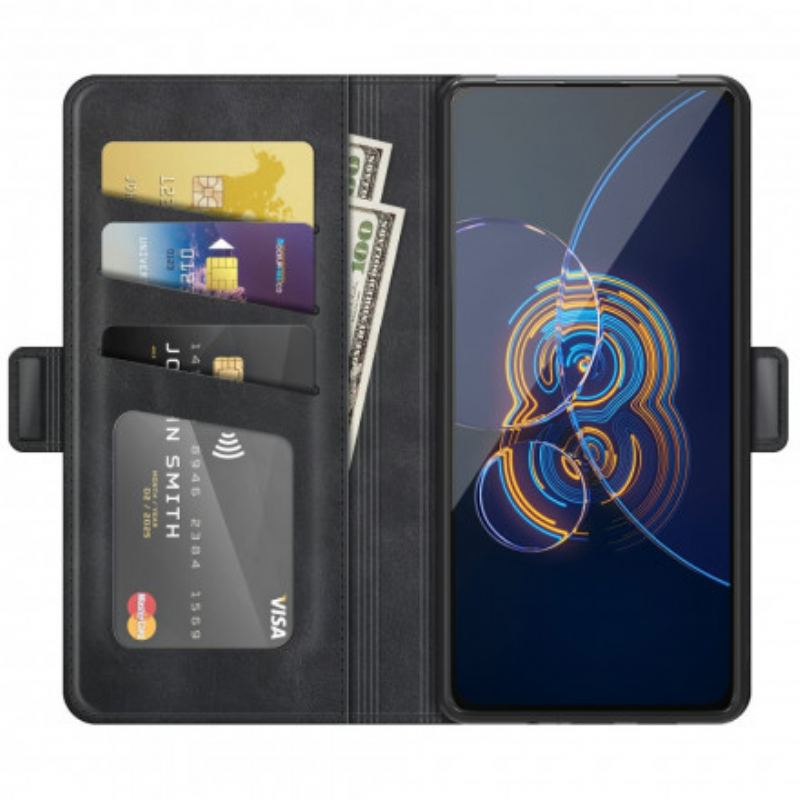 Capa Folio Para Asus Zenfone 8 Flip De Couro Aba Dupla Clássica