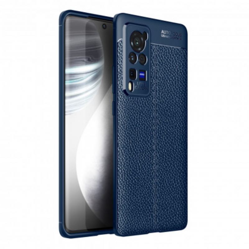 Capa Para Vivo X60 Pro Linha Dupla Efeito Couro Litchi