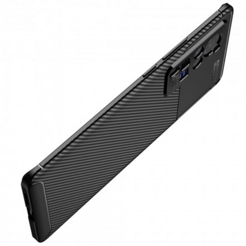 Capa Para Vivo X60 Pro Textura Flexível De Fibra De Carbono