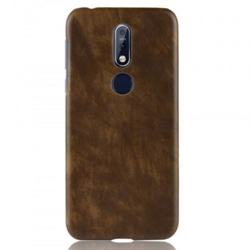 Capa De Celular Para Nokia 7.1 Efeito Couro Lichia