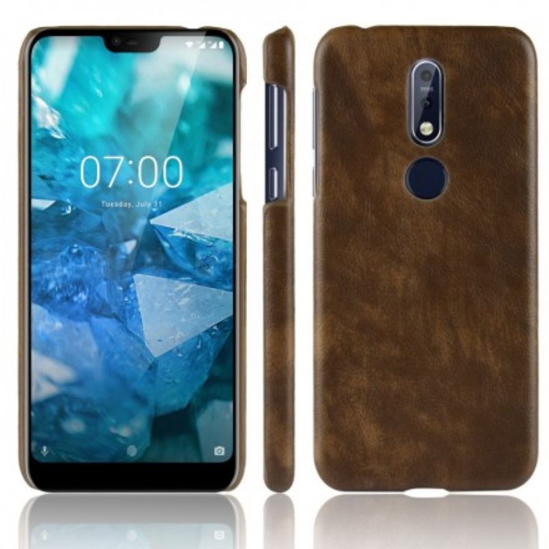 Capa De Celular Para Nokia 7.1 Efeito Couro Lichia