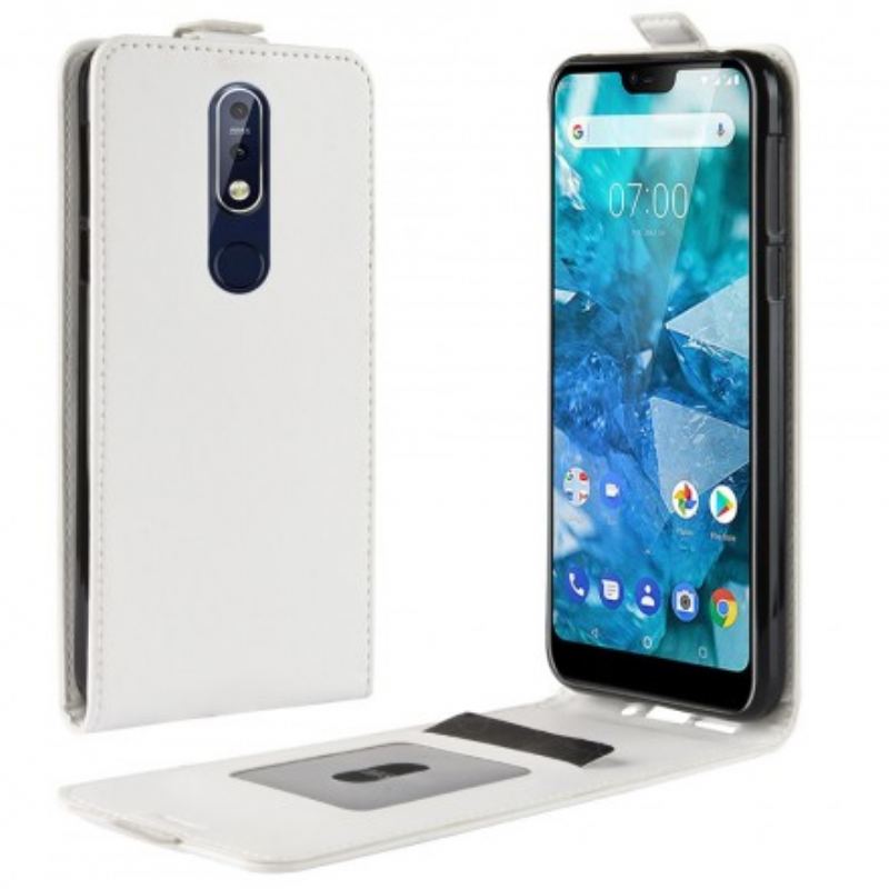 Capa De Couro Para Nokia 7.1 Flip Dobrável Retrô