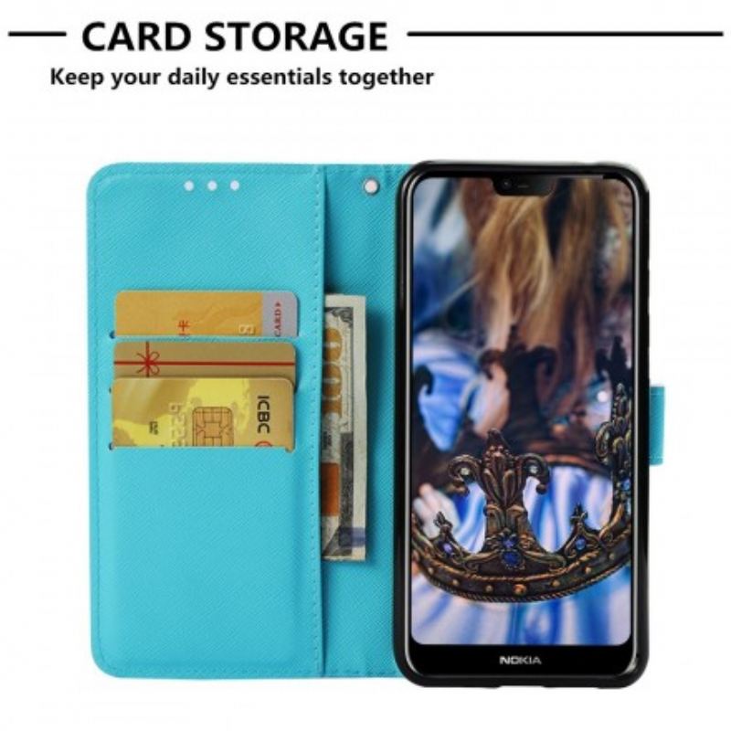 Capa Flip Para Nokia 7.1 Borboletas Douradas