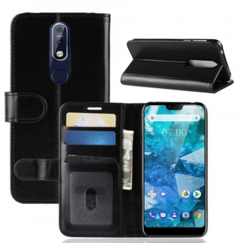 Capa Flip Para Nokia 7.1 Couro Ultra Sintético