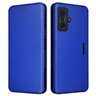 Capa De Celular Para Poco F4 GT Flip Fibra De Carbono