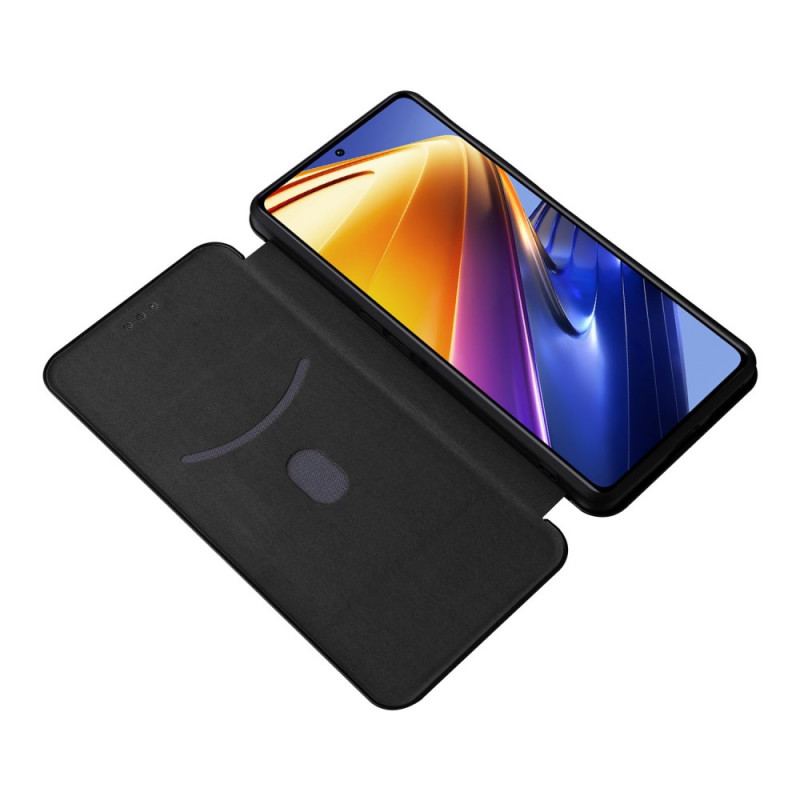 Capa De Celular Para Poco F4 GT Flip Fibra De Carbono