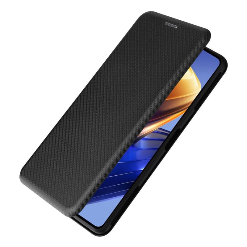 Capa De Celular Para Poco F4 GT Flip Fibra De Carbono