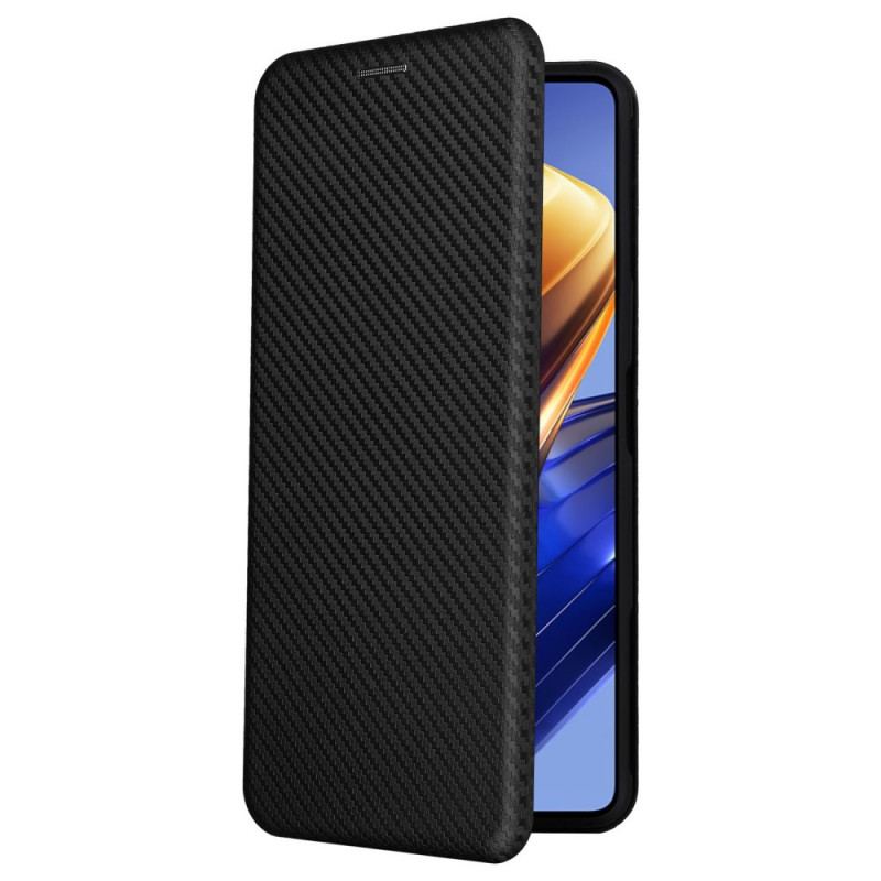 Capa De Celular Para Poco F4 GT Flip Fibra De Carbono