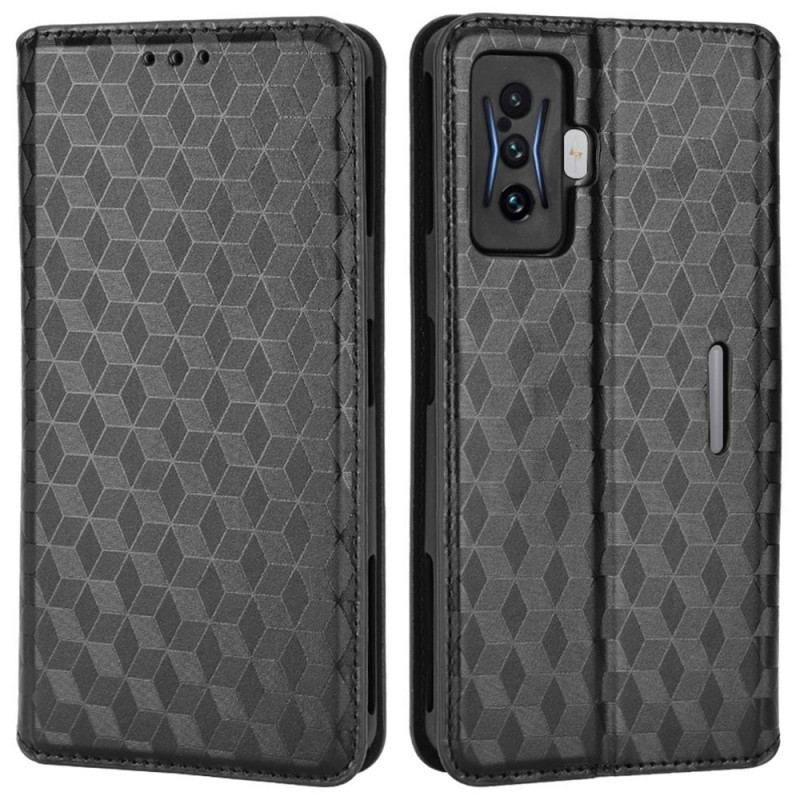 Capa De Celular Para Poco F4 GT Flip Textura 3d Com Efeito De Couro