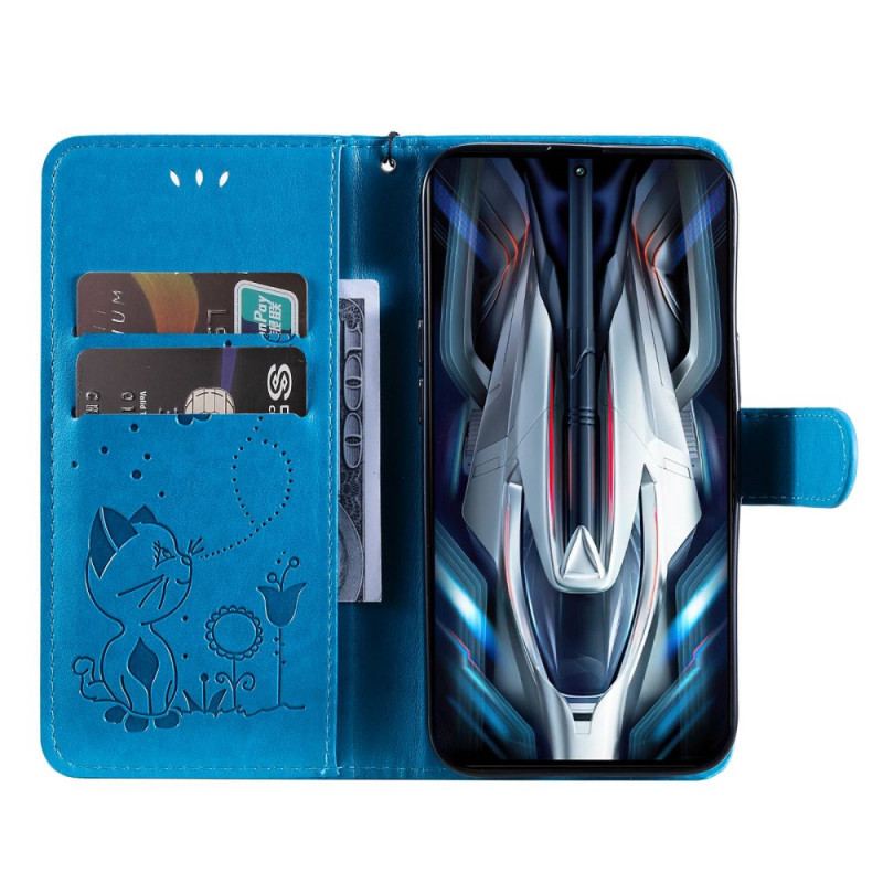 Capa Flip Para Poco F4 GT Gato E Abelhas