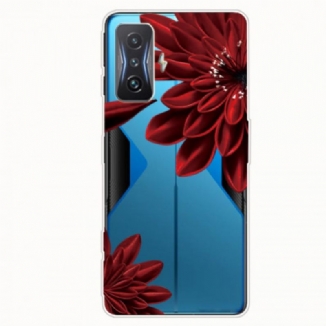 Capa Para Poco F4 GT Flor Vermelha Sem Costura