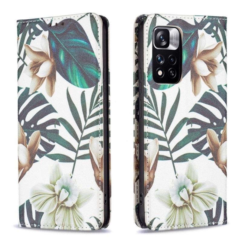 Capa De Celular Para Xiaomi Redmi Note 11 Pro Plus 5G Flip Folhas