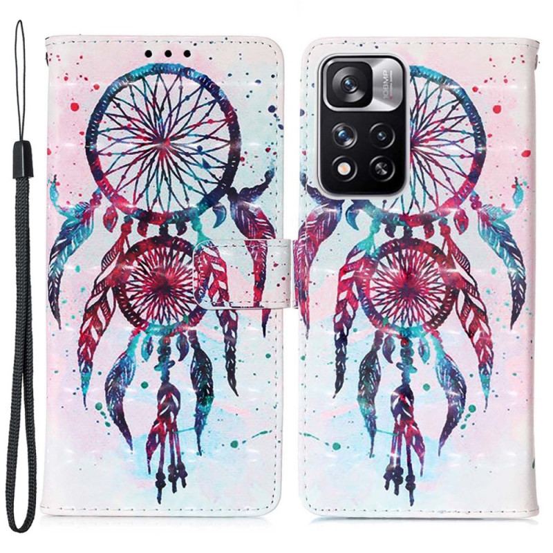 Capa De Couro Para Xiaomi Redmi Note 11 Pro Plus 5G Apanhador De Sonhos Aquarela