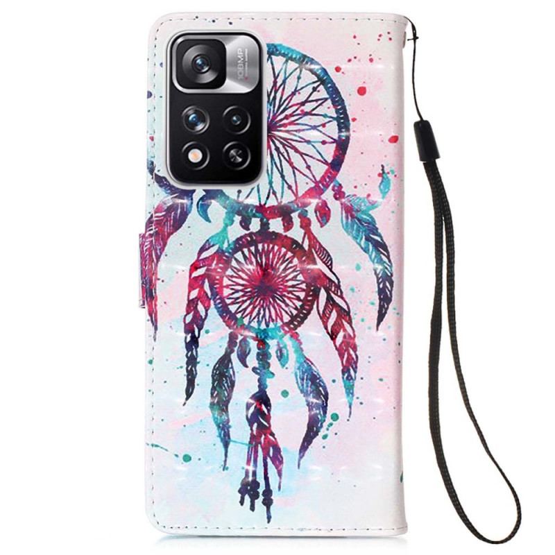 Capa De Couro Para Xiaomi Redmi Note 11 Pro Plus 5G Apanhador De Sonhos Aquarela