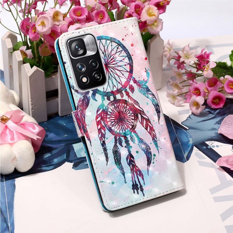 Capa De Couro Para Xiaomi Redmi Note 11 Pro Plus 5G Apanhador De Sonhos Aquarela