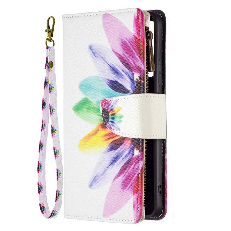 Capa De Couro Para Xiaomi Redmi Note 11 Pro Plus 5G Bolso Com Zíper Flor