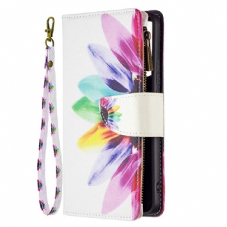 Capa De Couro Para Xiaomi Redmi Note 11 Pro Plus 5G Bolso Com Zíper Flor