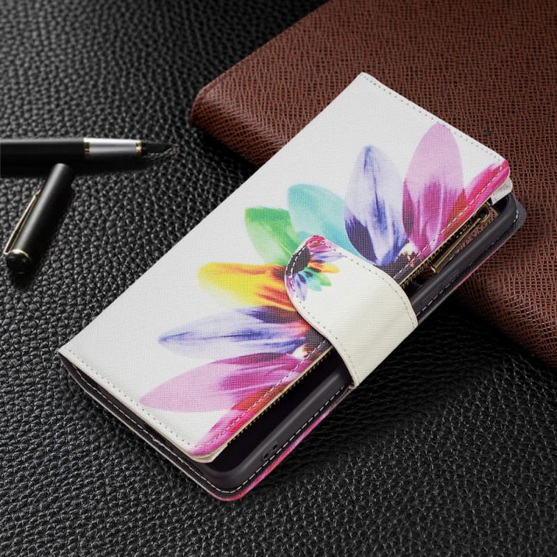 Capa De Couro Para Xiaomi Redmi Note 11 Pro Plus 5G Bolso Com Zíper Flor