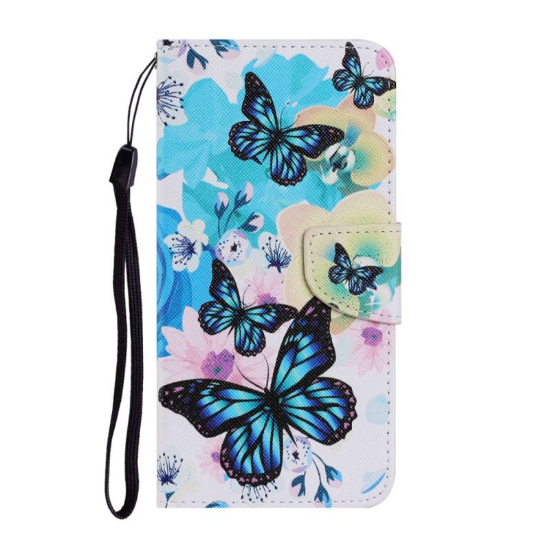 Capa De Couro Para Xiaomi Redmi Note 11 Pro Plus 5G Borboletas E Flores De Verão