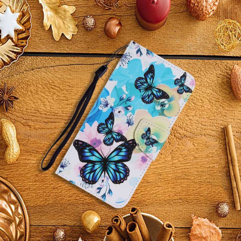 Capa De Couro Para Xiaomi Redmi Note 11 Pro Plus 5G Borboletas E Flores De Verão