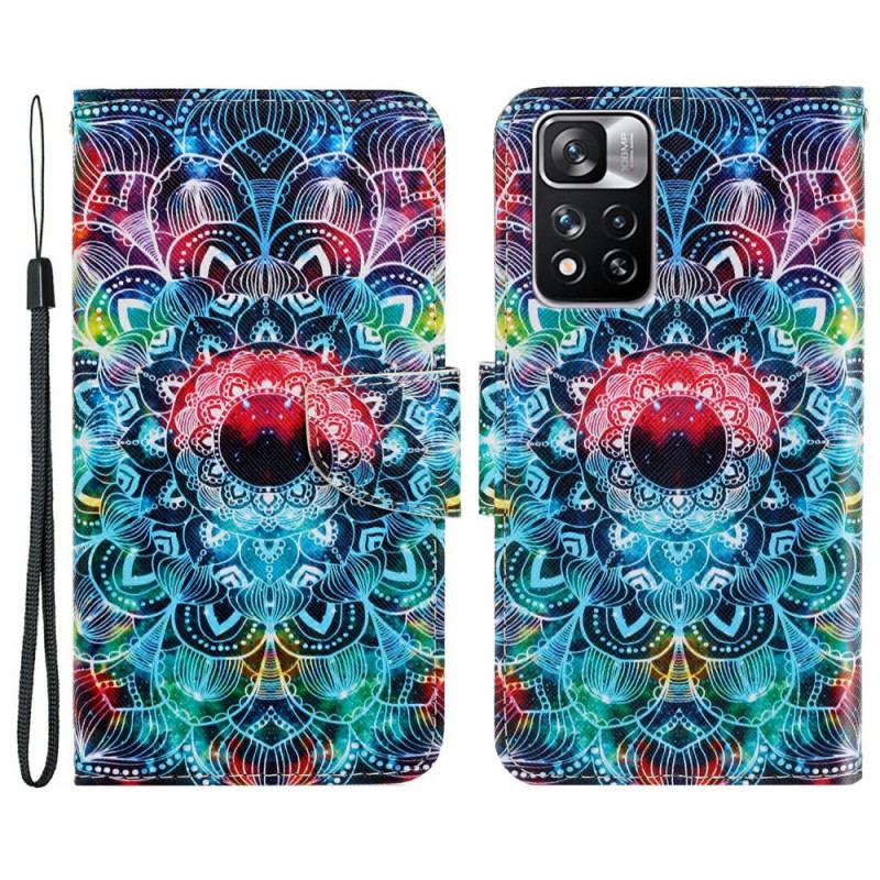 Capa De Couro Para Xiaomi Redmi Note 11 Pro Plus 5G De Cordão Mandala De Tiras Chamativas