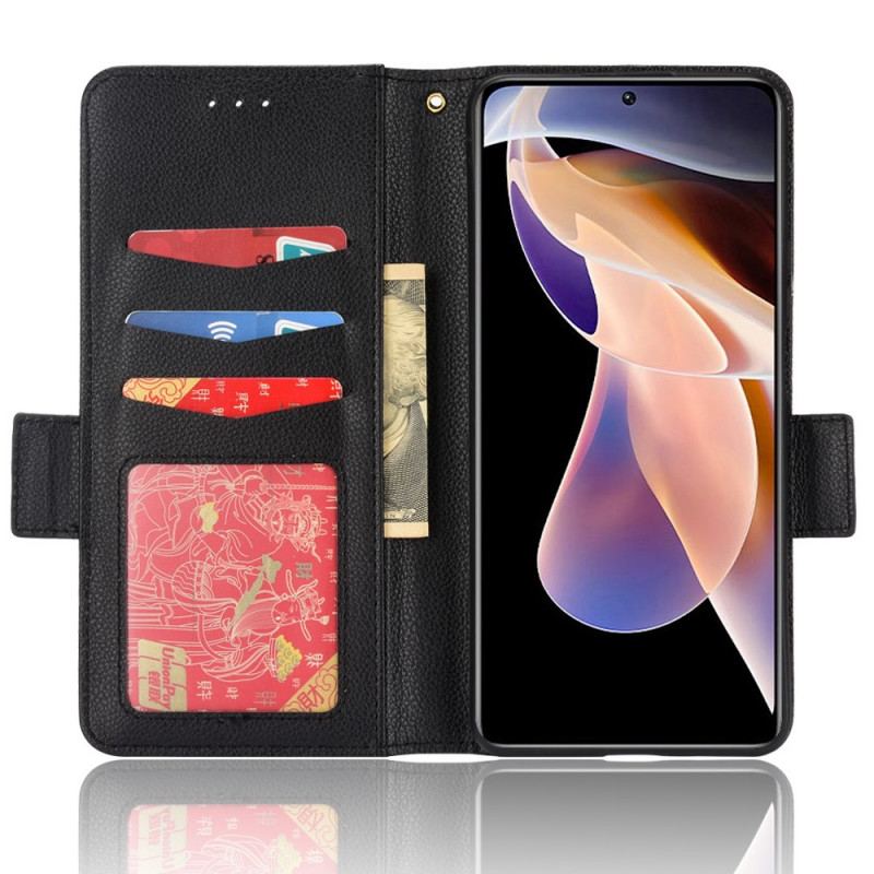 Capa De Couro Para Xiaomi Redmi Note 11 Pro Plus 5G Fecho Duplo De Couro De Lichia