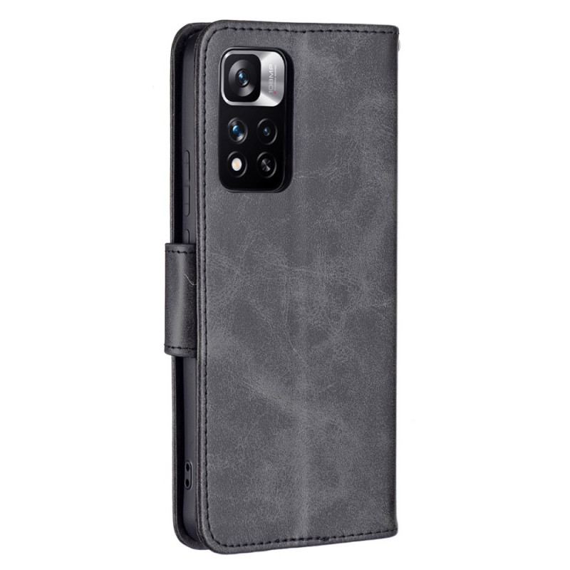 Capa De Couro Para Xiaomi Redmi Note 11 Pro Plus 5G Fecho Oblíquo Liso