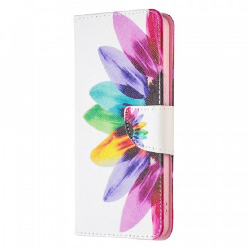 Capa De Couro Para Xiaomi Redmi Note 11 Pro Plus 5G Flor Aquarela