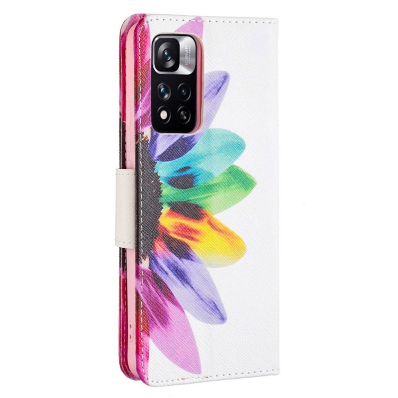 Capa De Couro Para Xiaomi Redmi Note 11 Pro Plus 5G Flor Aquarela