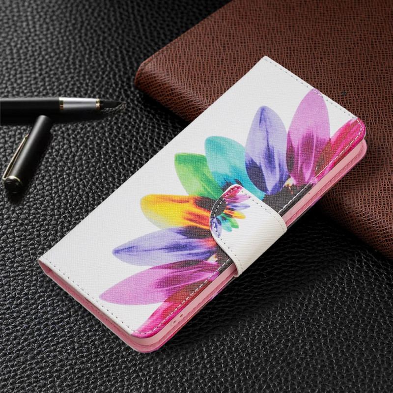 Capa De Couro Para Xiaomi Redmi Note 11 Pro Plus 5G Flor Aquarela