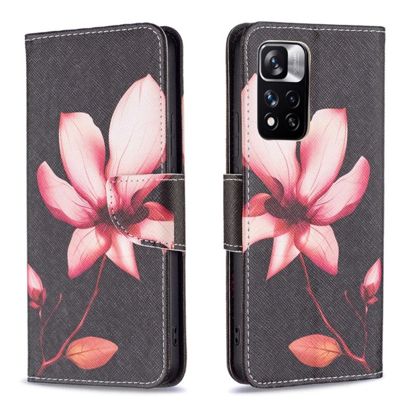 Capa De Couro Para Xiaomi Redmi Note 11 Pro Plus 5G Flor Rosa