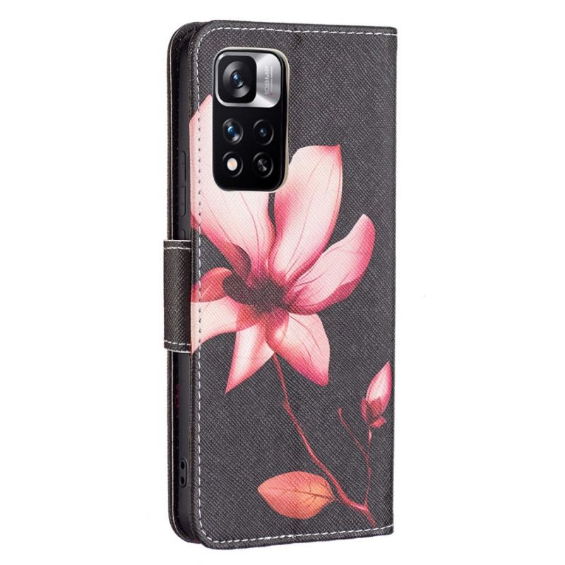 Capa De Couro Para Xiaomi Redmi Note 11 Pro Plus 5G Flor Rosa