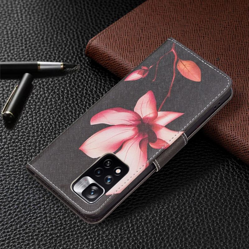 Capa De Couro Para Xiaomi Redmi Note 11 Pro Plus 5G Flor Rosa