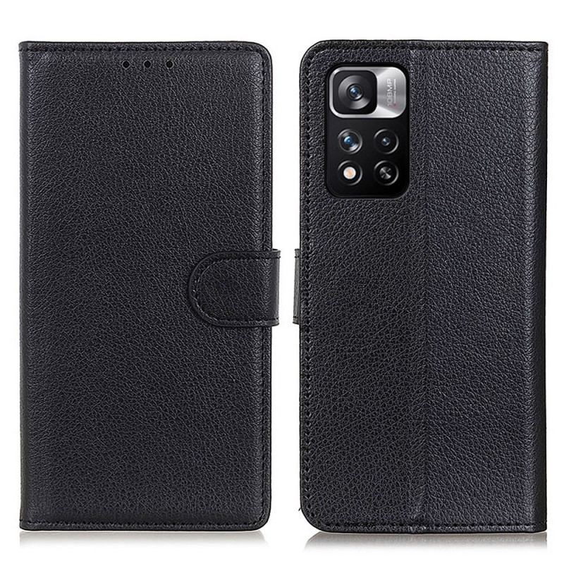 Capa De Couro Para Xiaomi Redmi Note 11 Pro Plus 5G Couro Lichia Tradicional