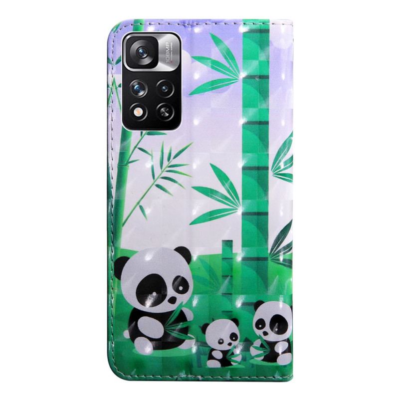 Capa De Couro Para Xiaomi Redmi Note 11 Pro Plus 5G Pandas